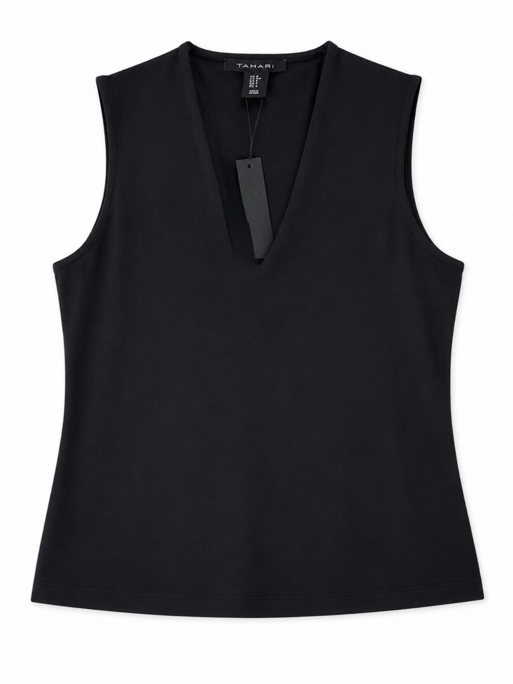 Tahari Black V-Neck Sleeveless Tank Top